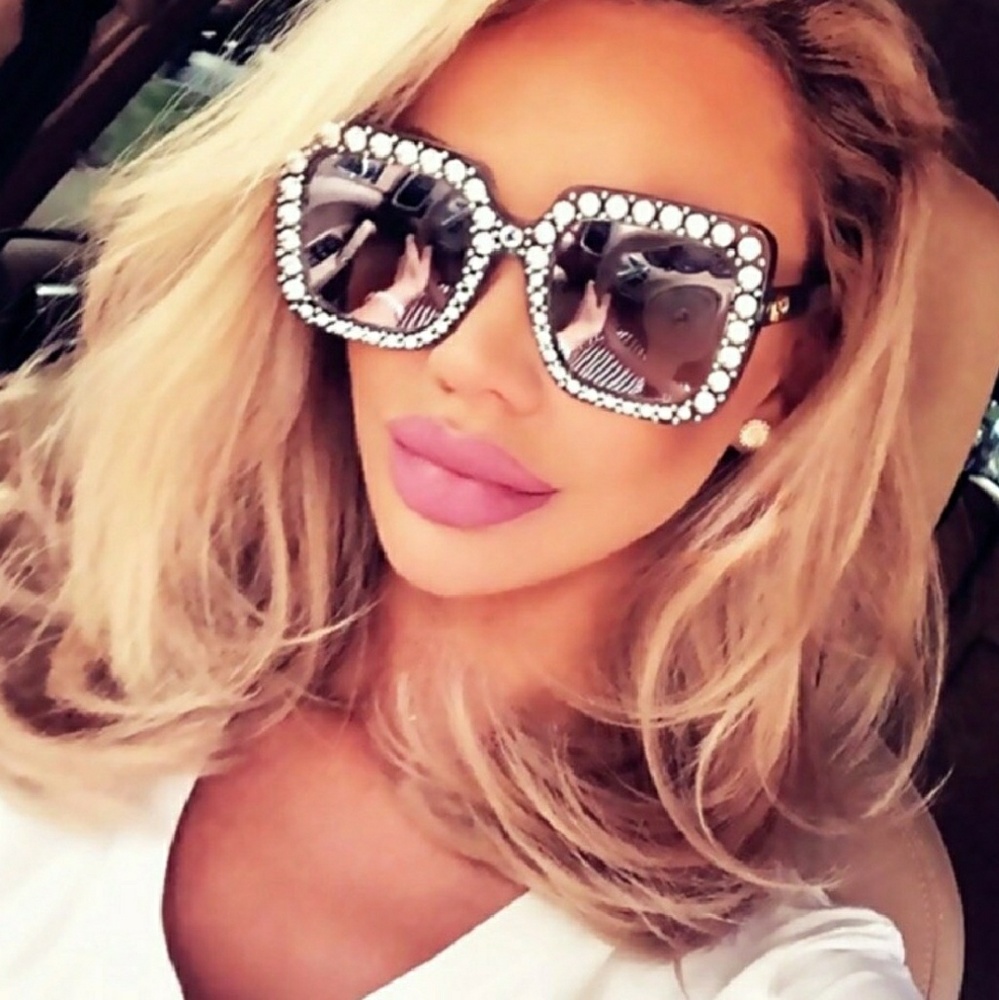 Oversized Diamond Design Sunglasses Bling Frames